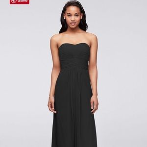 NWT Black Chiffon Strapless David’s Bridal Gown